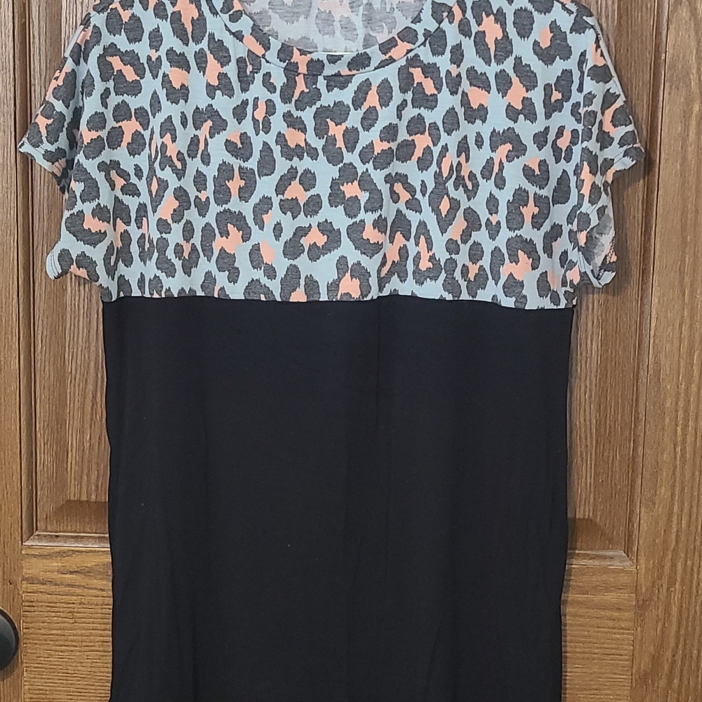 Leopard Print and Black Women's Top